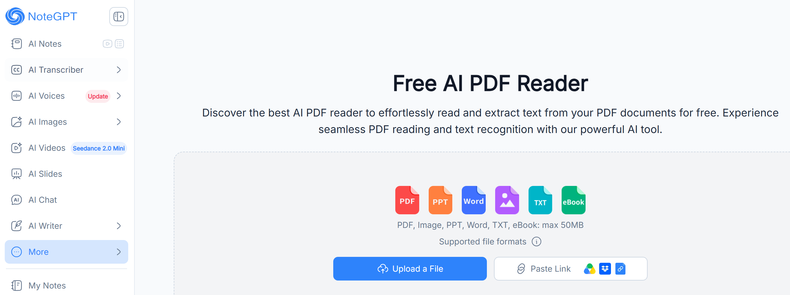 notegpt ai pdf reader
