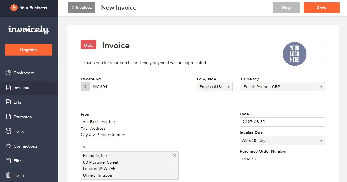 Invoicely - free online invoicing