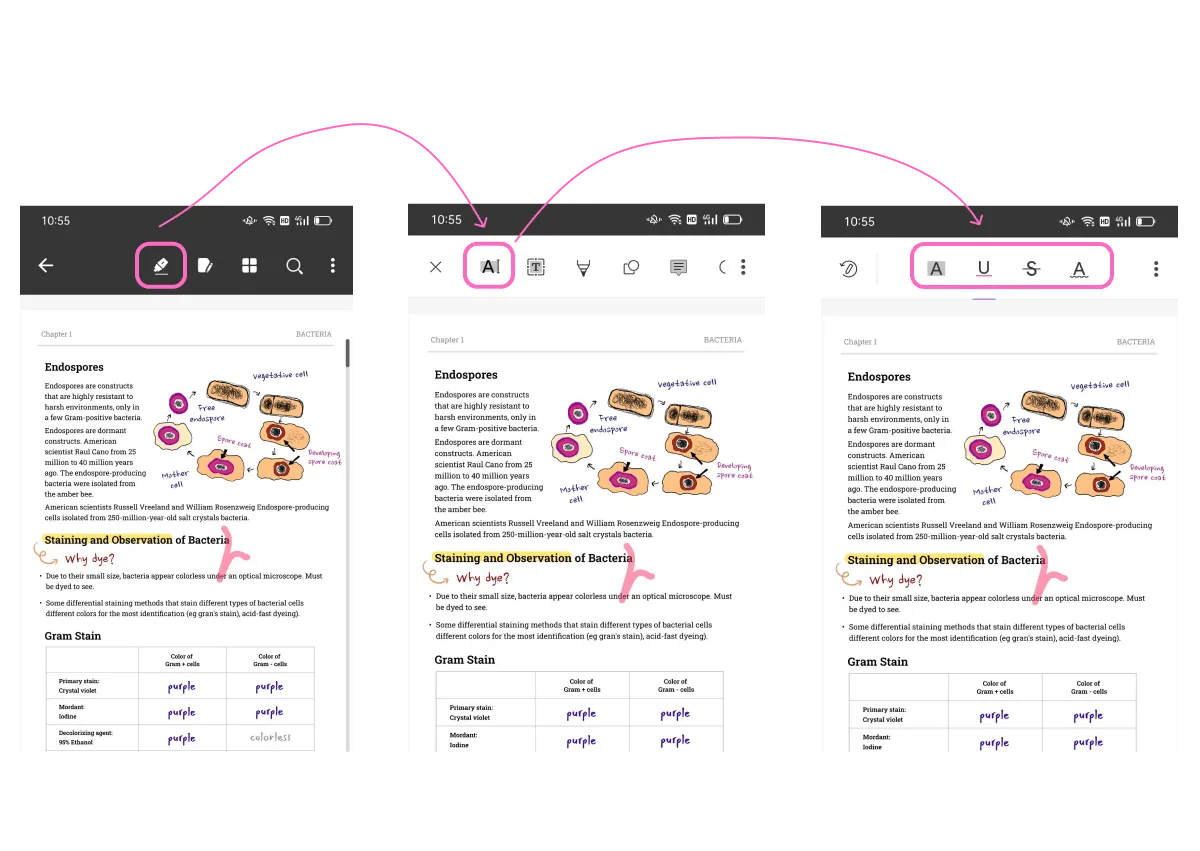 strikethrough in pdf on android