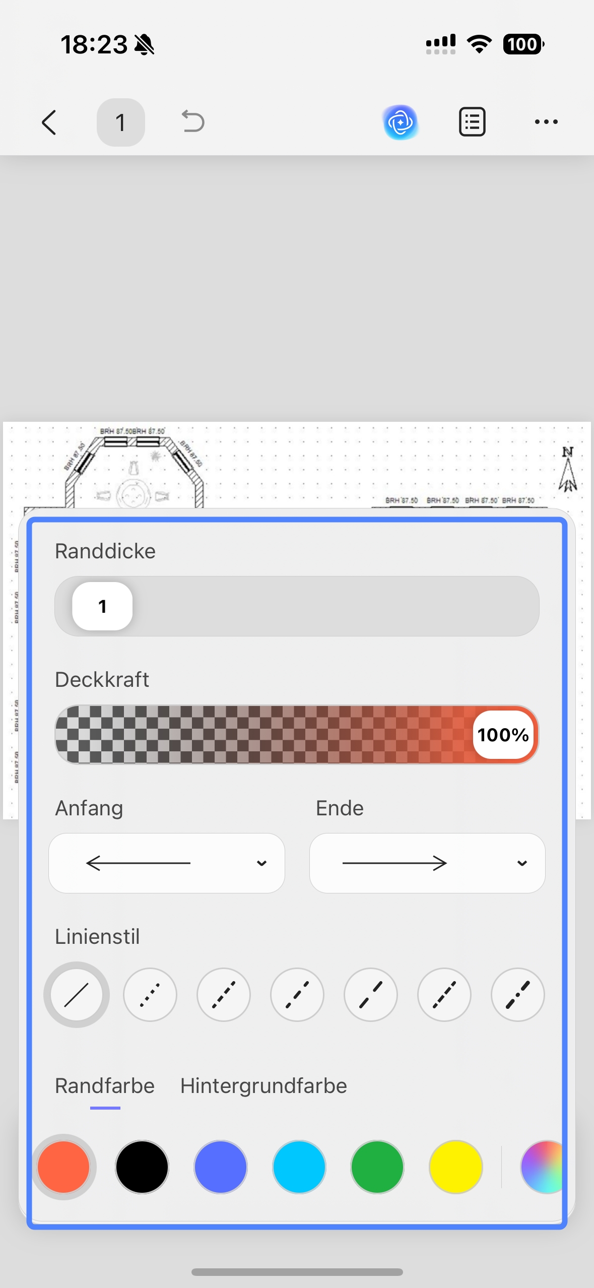 Perimeter-Tool anpassen (updf ios)
