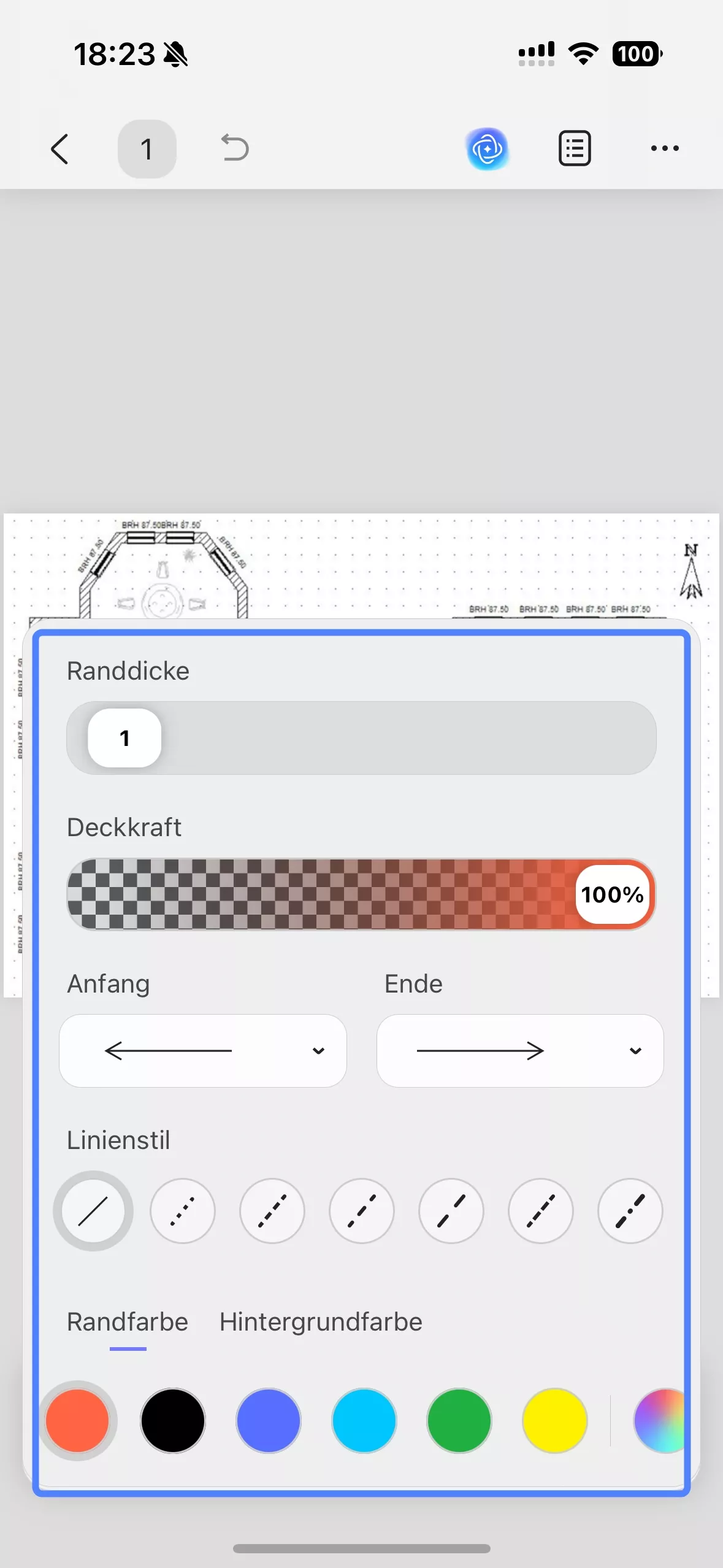 Perimeter-Tool anpassen (updf ios)