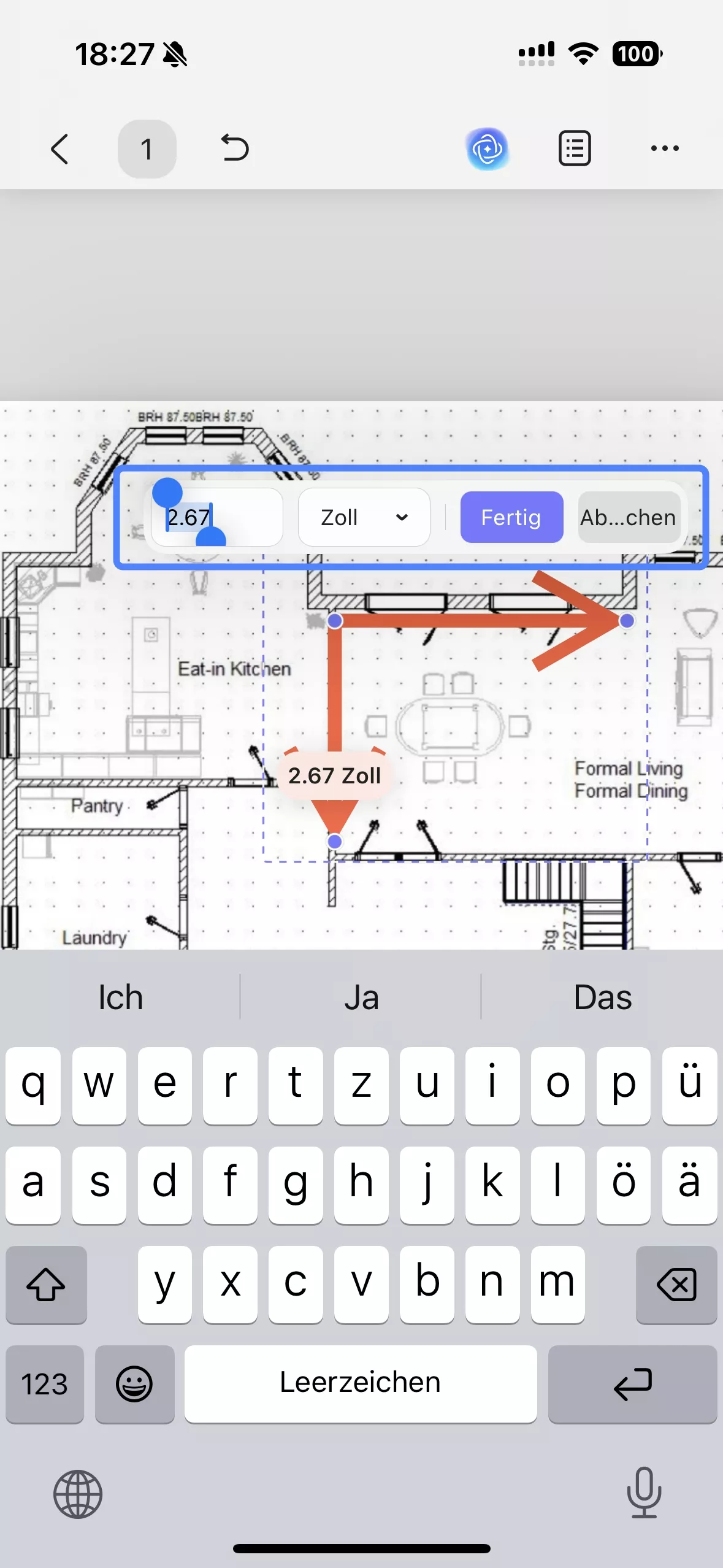 Wählen Sie „Kalibrieren“ aus der schwebenden Leiste.