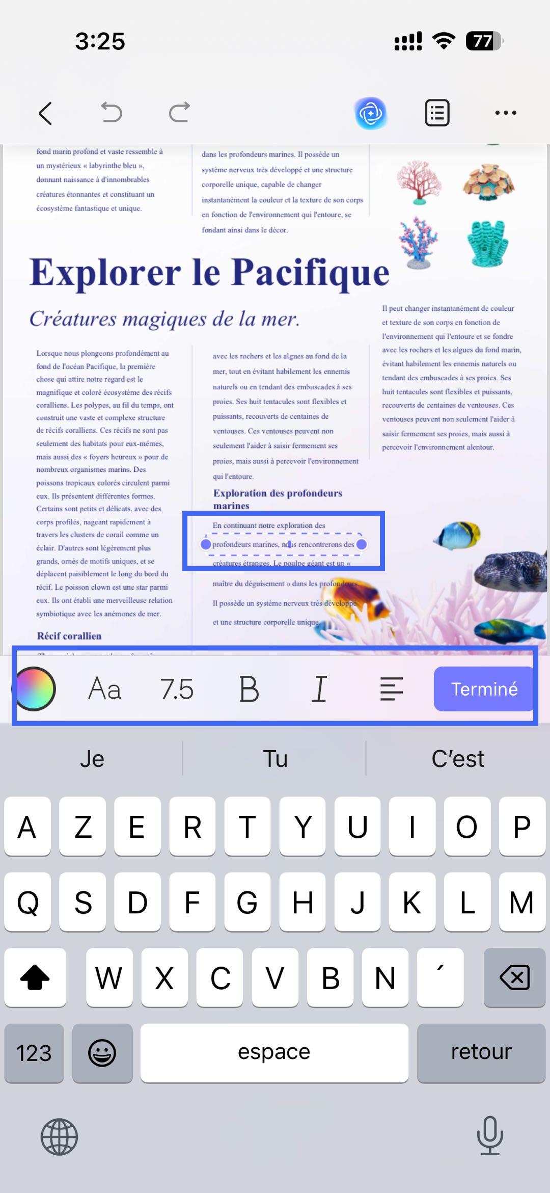 modifier du texte