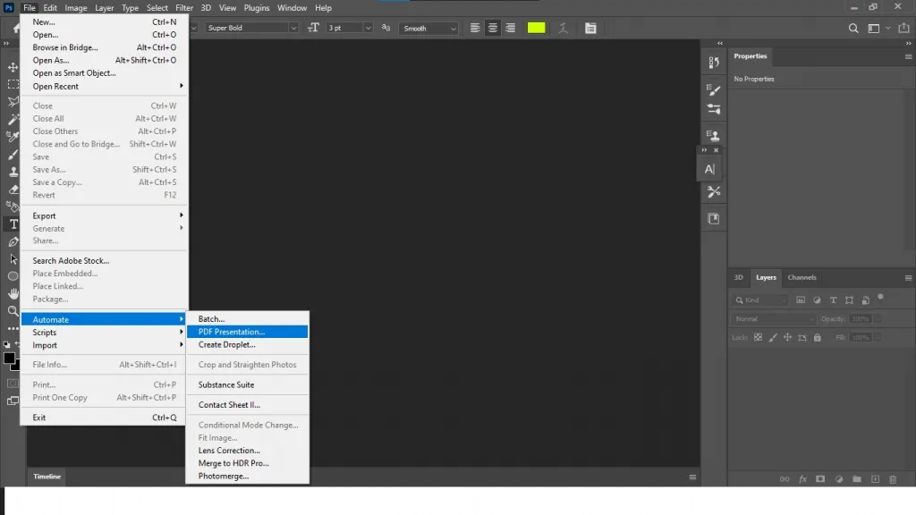 Select "PDF Presentation” in Photoshop