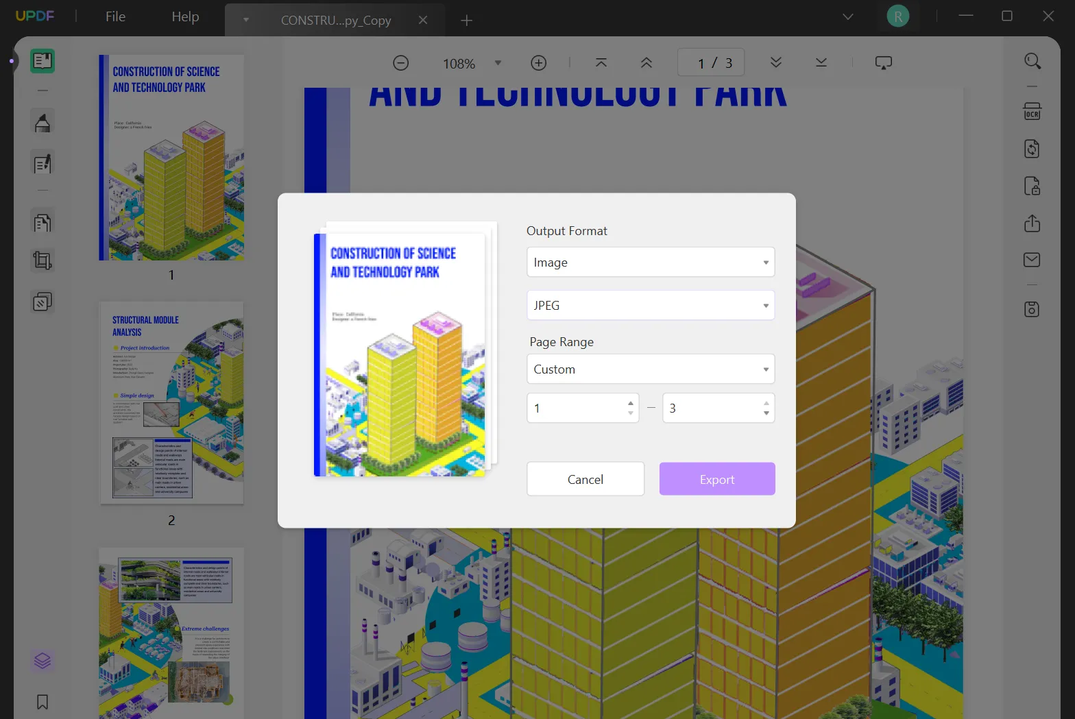 Excel in JPG per UPDF exportieren