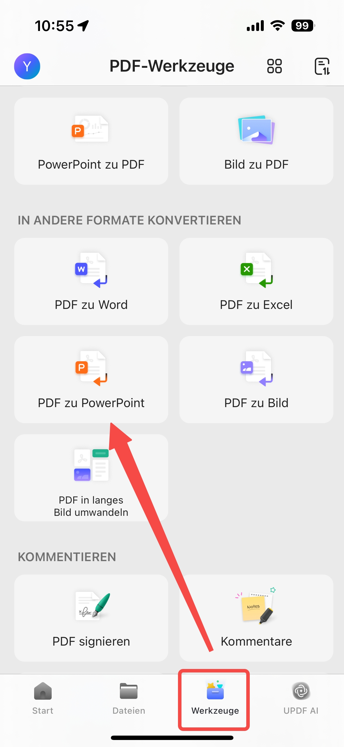PDF in PowerPoint umwandeln auf dem Smartphone