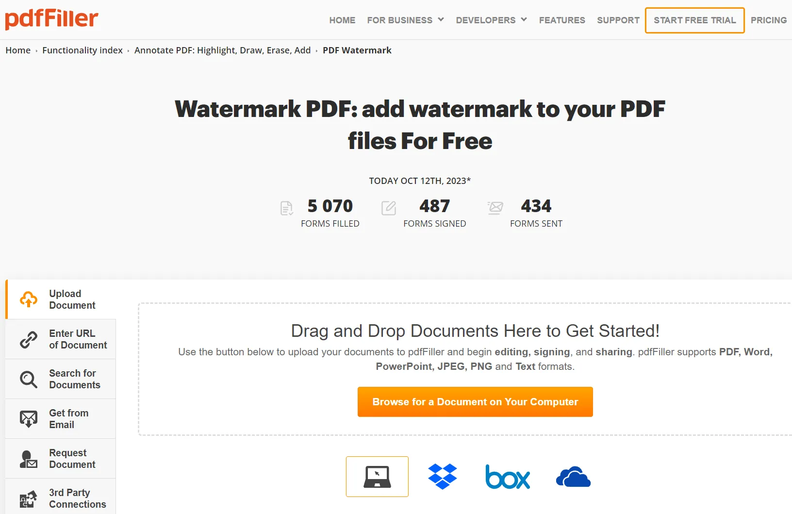 Aggiungere una filigrana a PDF con pdfFiller