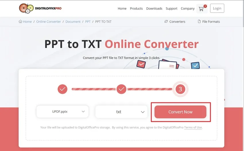 press the convert now button in digitalofficepro 