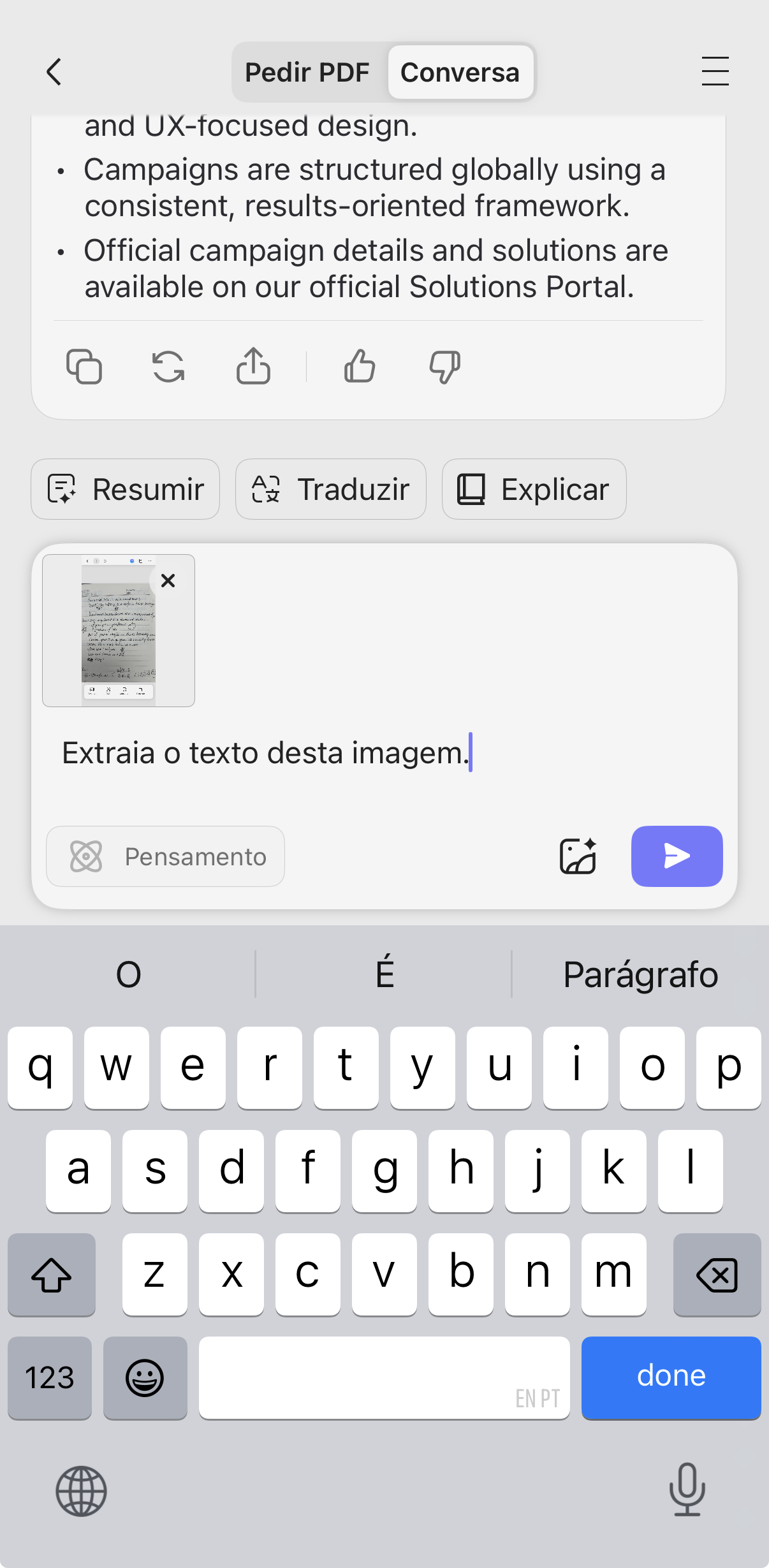 reconhecer escrita manual ou um trecho com UPDF AI