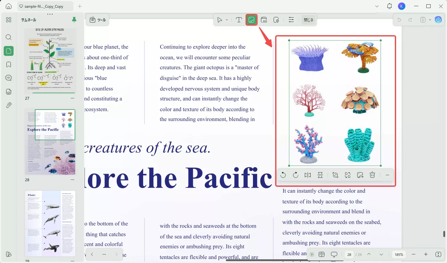 画像をクリックして選択する
