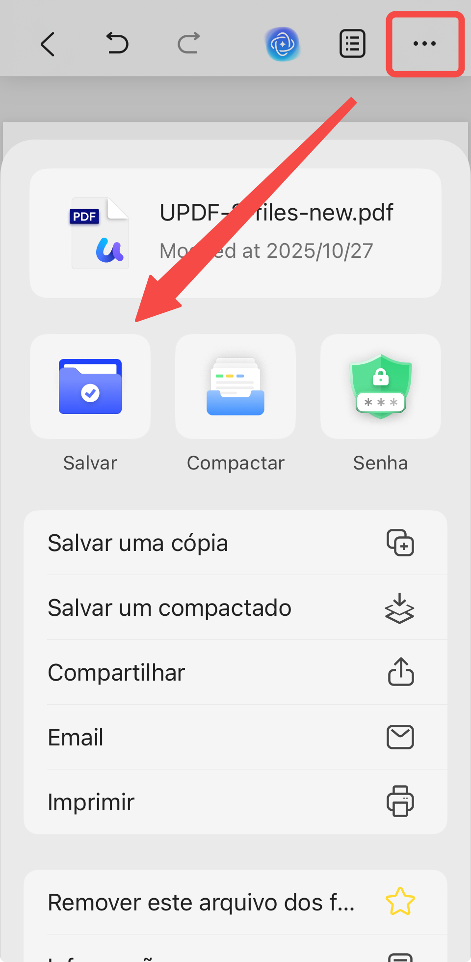 salvar pdfs no updf