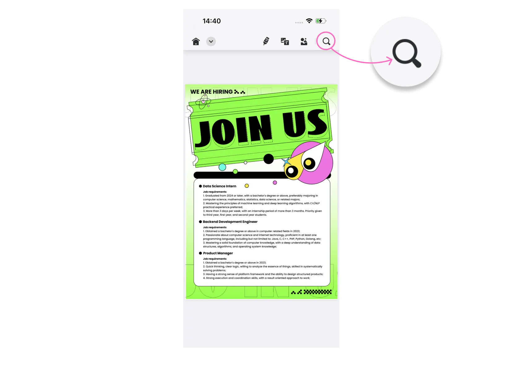 suche in pdf auf ios mit updf