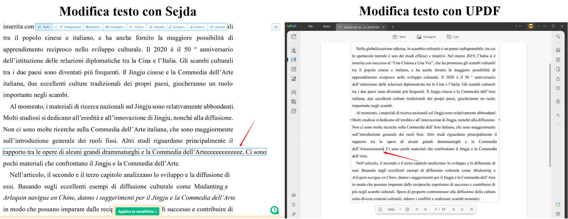 modifica il testo mantenendo il formato