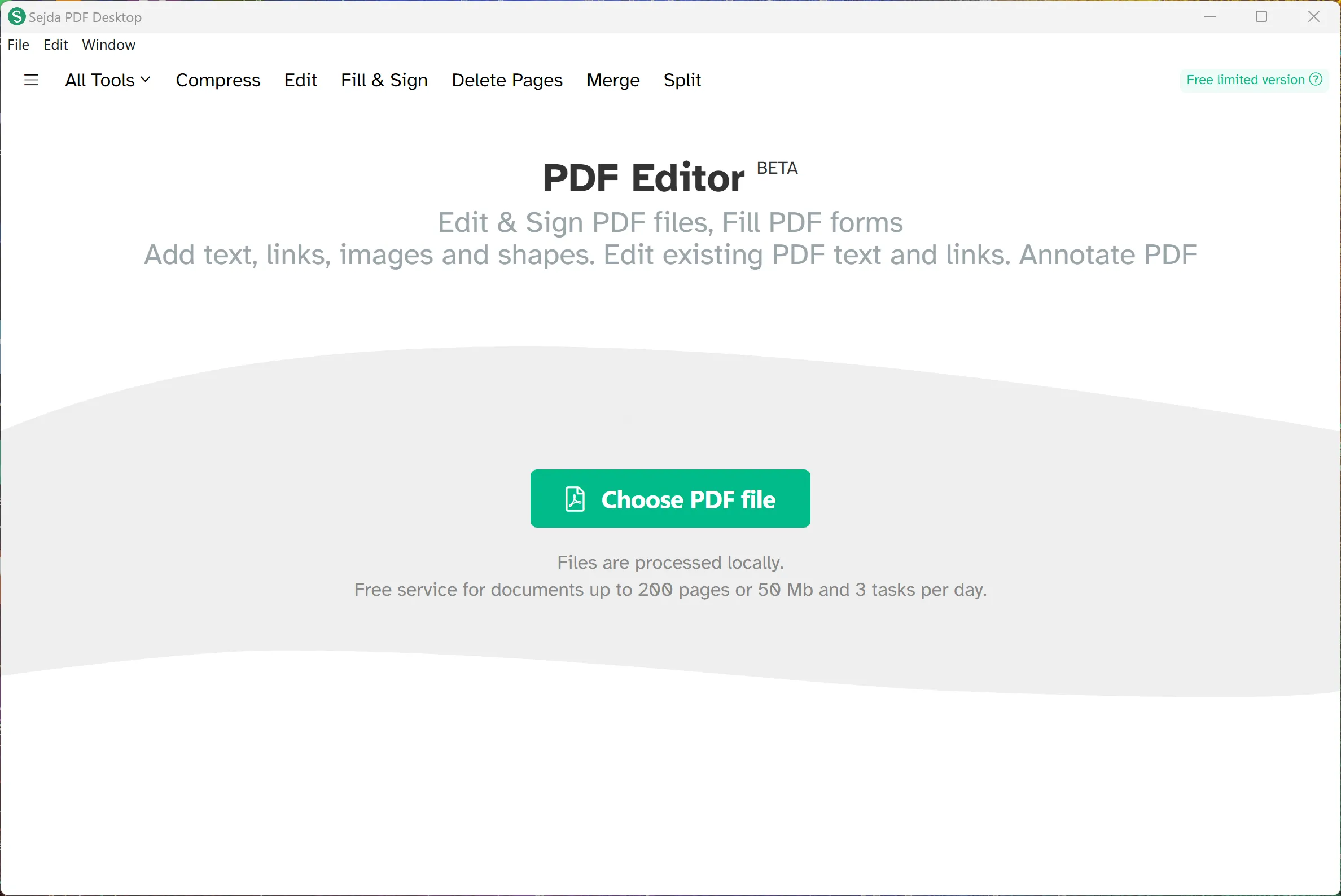 Sejda PDF desktop app