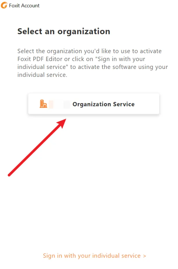 Wählen Sie zwischen einem Organisationskonto oder einem individuellen Dienst