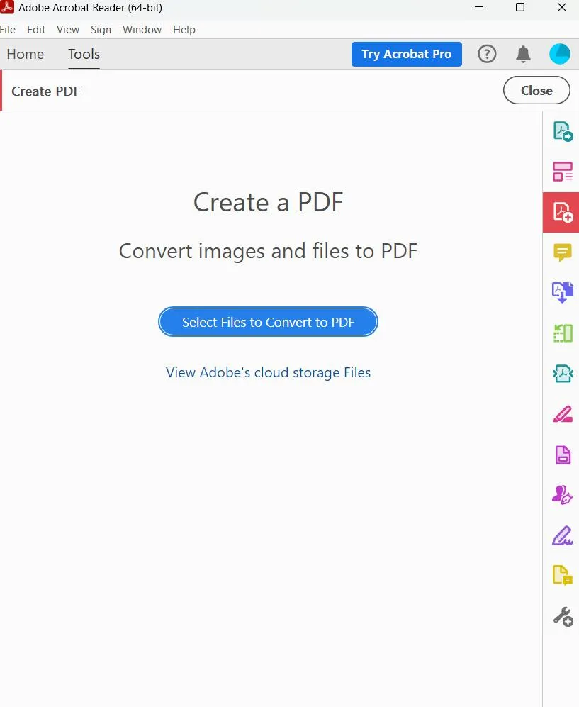 Select files to convert to PDF