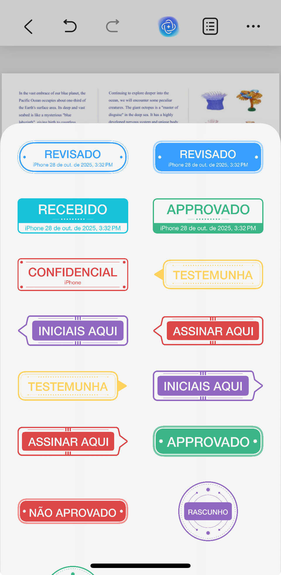 selecionar carimbos