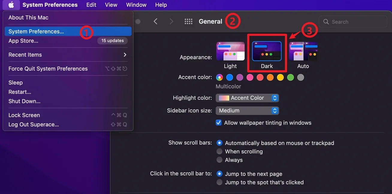 turn on dark mode on mac