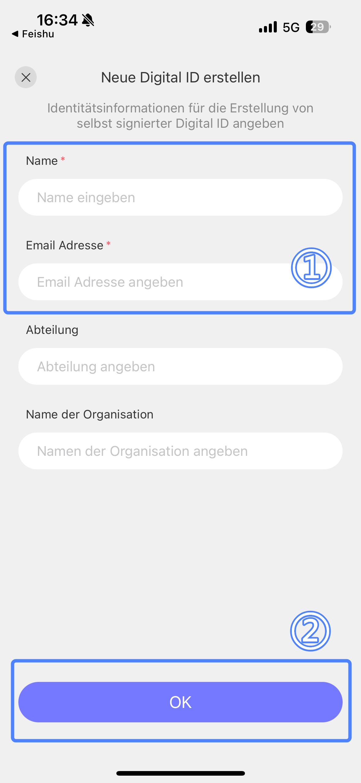 + Neue digitale ID konfigurieren