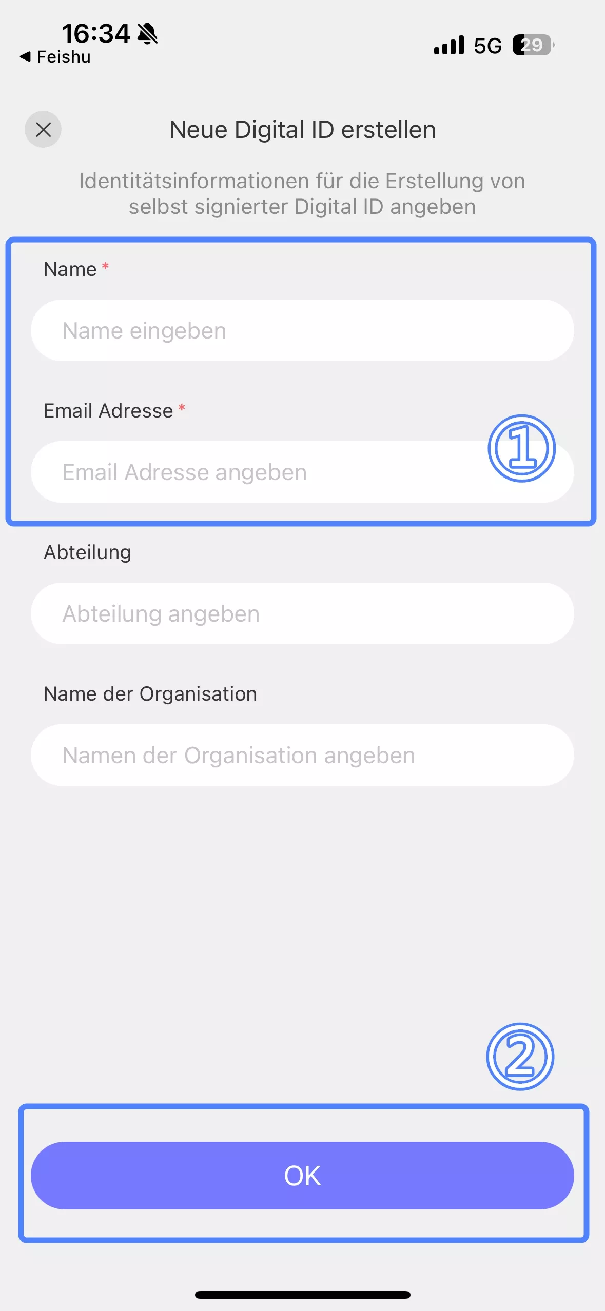 + Neue digitale ID konfigurieren