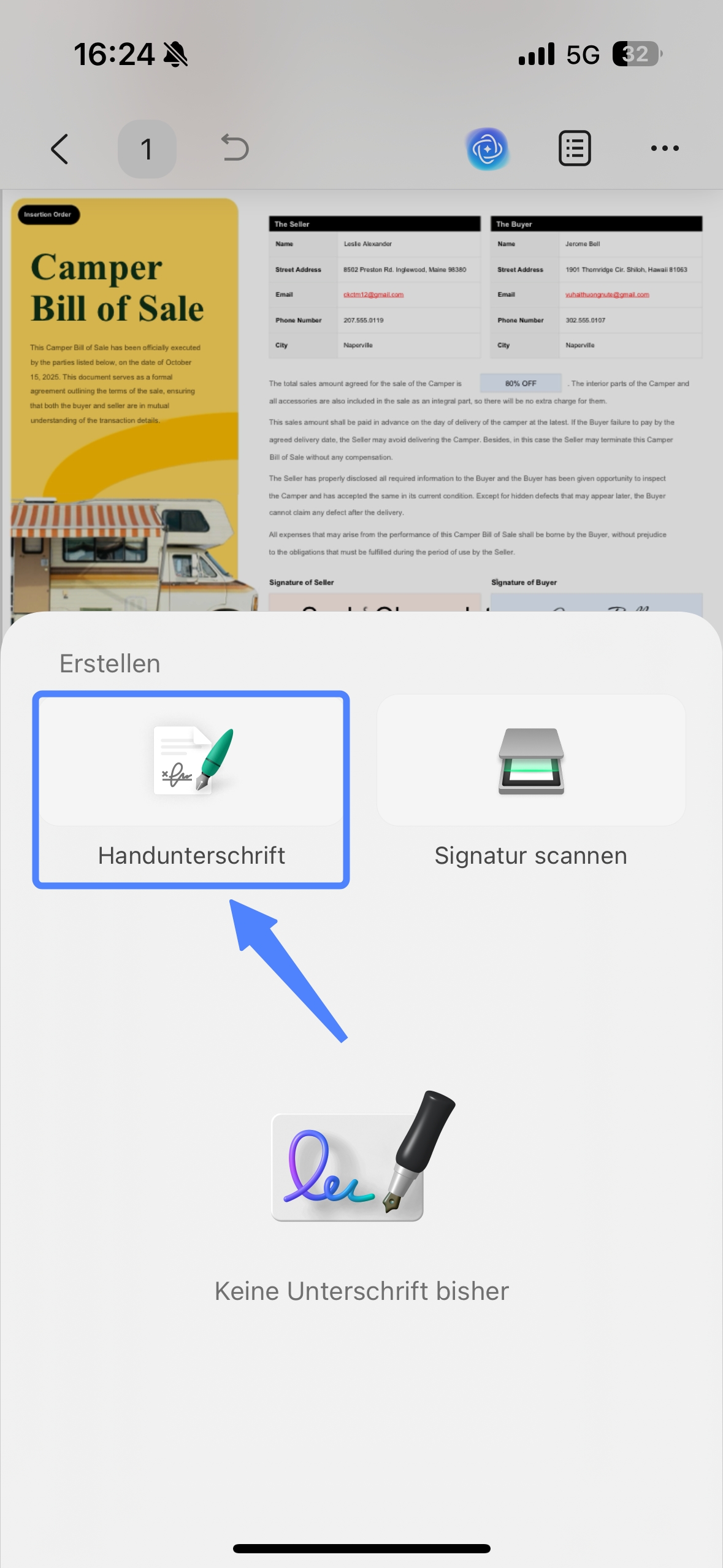 Handunterschrift