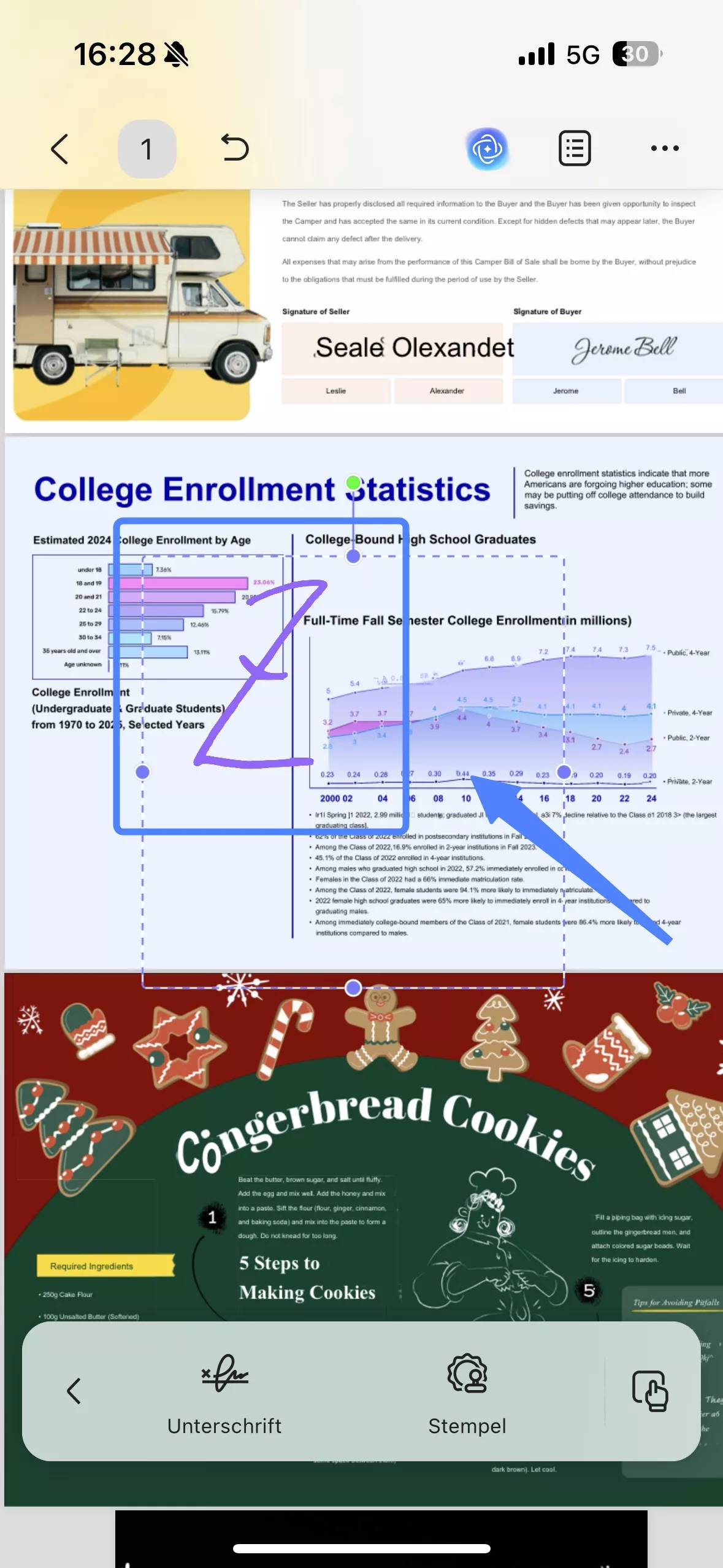 Die gescannte elektronische Signatur wurde nun in Ihr PDF-Dokument importiert