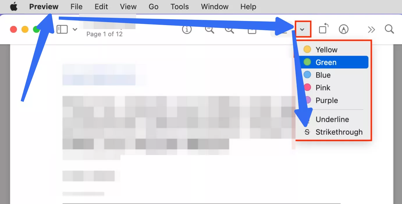 strikethrough pdf text on mac preview