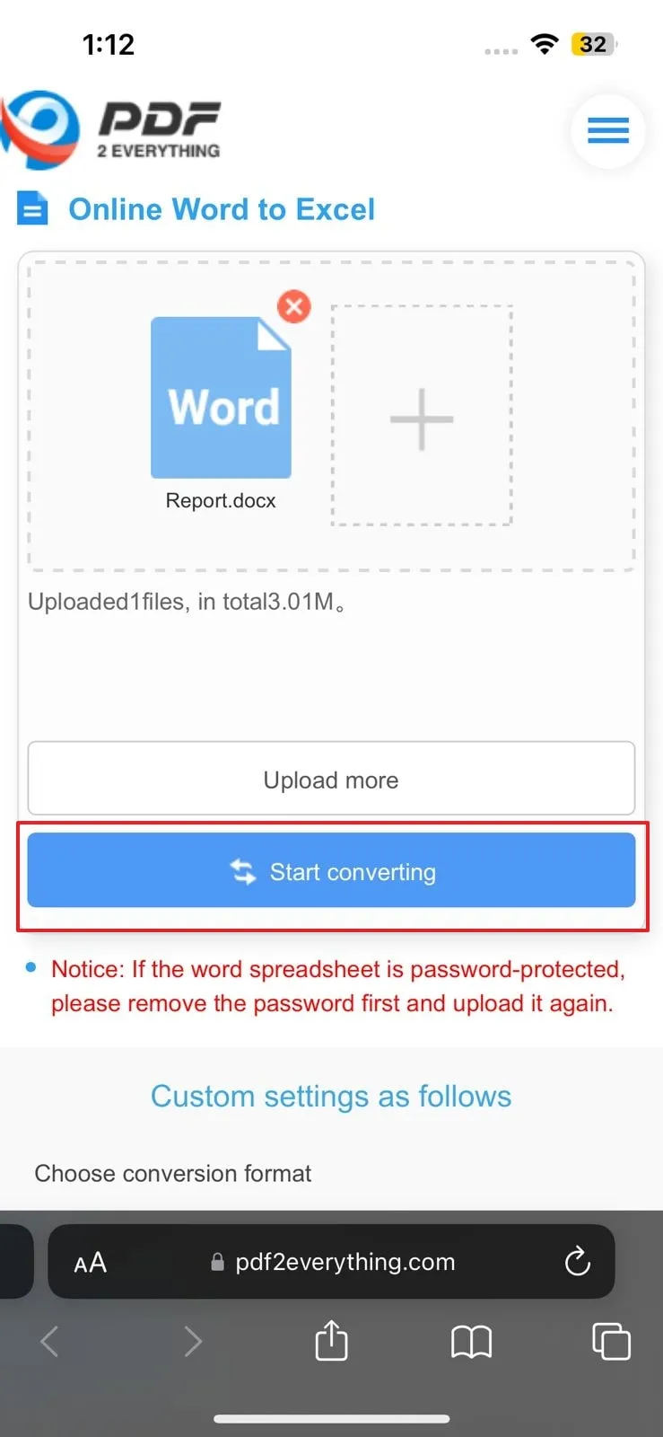 convertire file word in excel