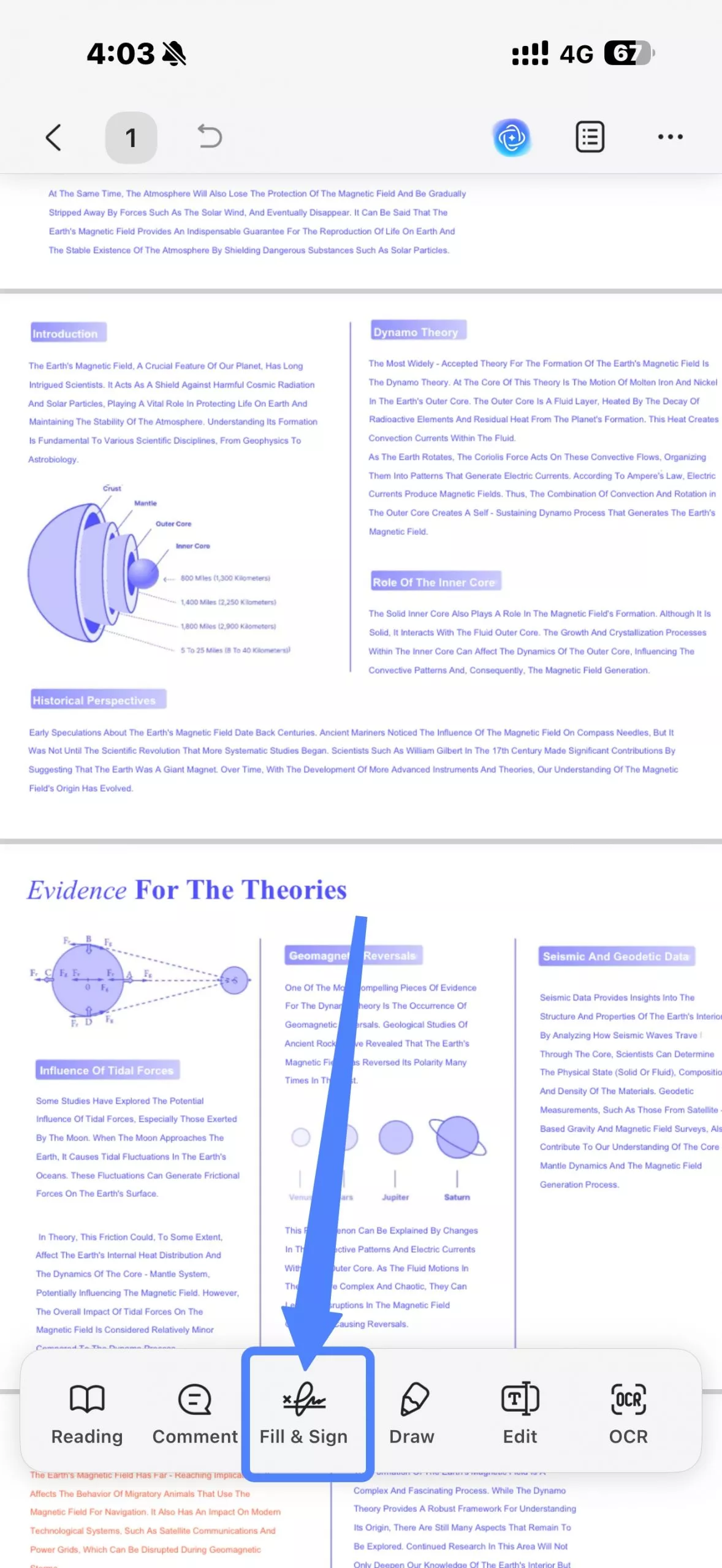 tap the fill and sign icon