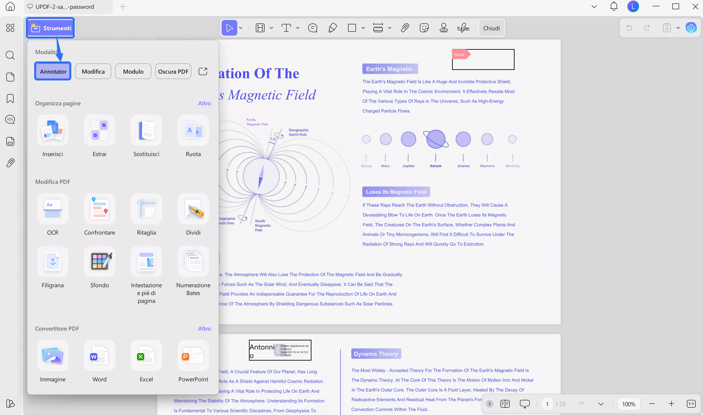 comment in updf on windows