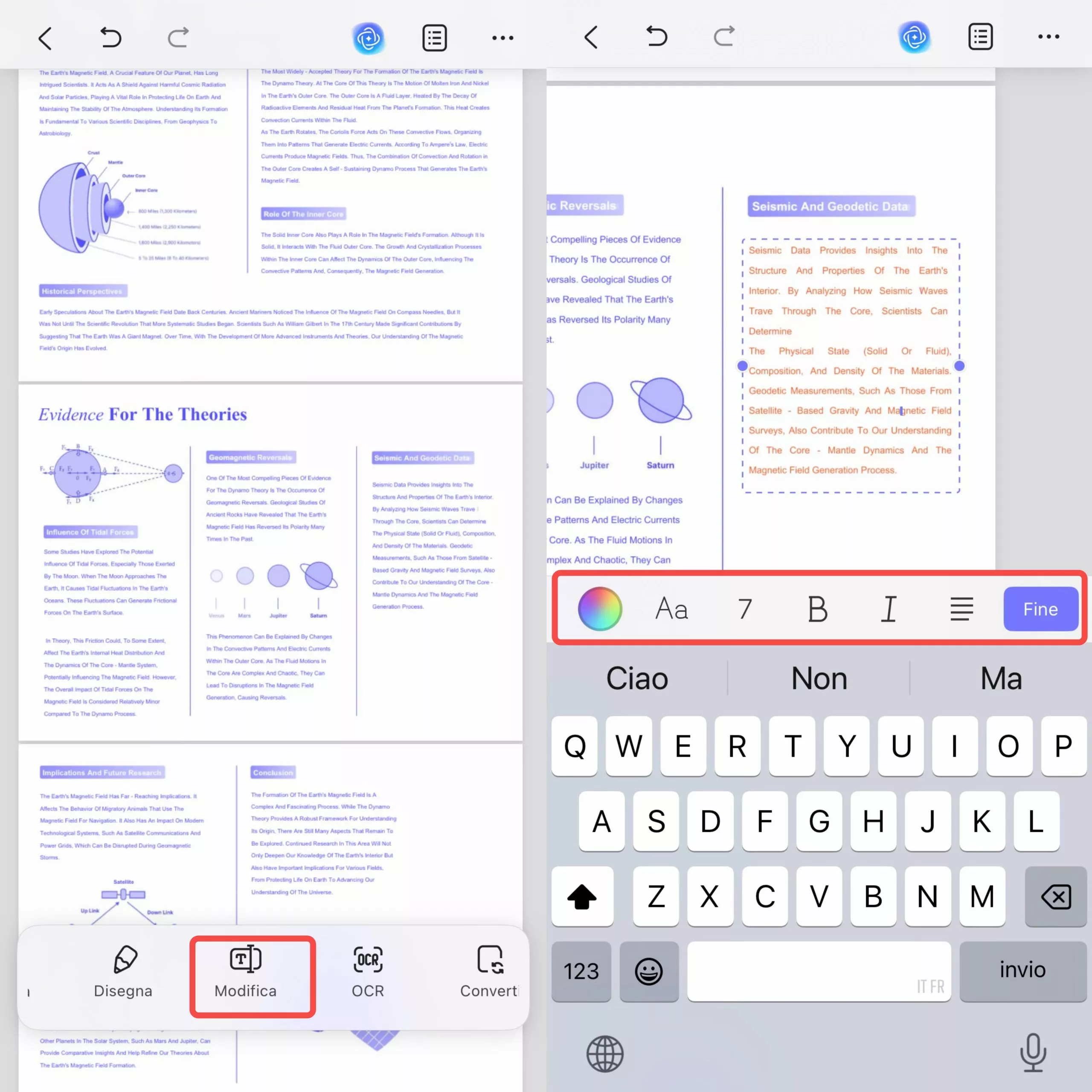 modificare testo e immagini in pdf su iOS