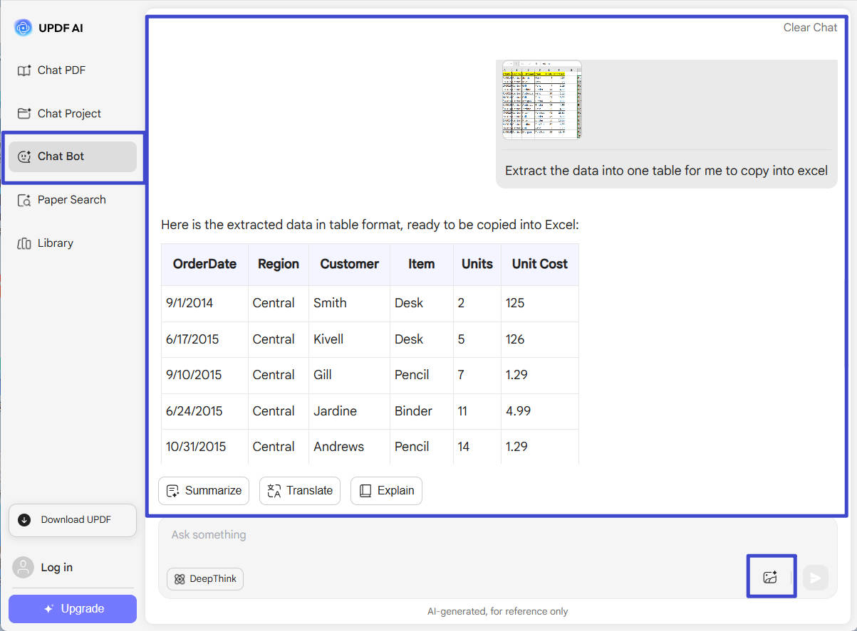 updf ai extract data