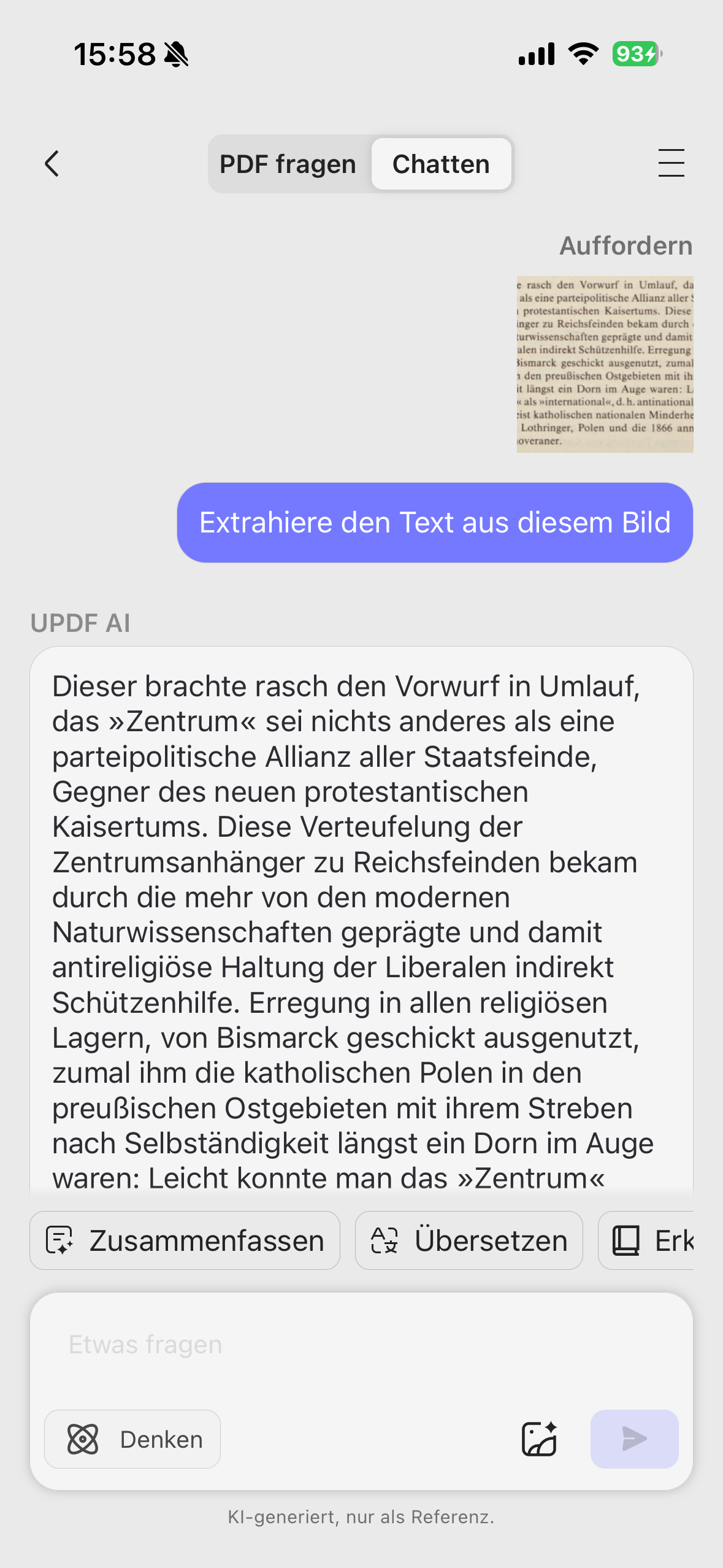 Text aus Bild mit UPDF Mobile erkennen