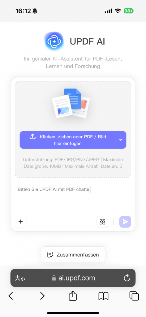 Prompt an UPDF AI zum Textextrahieren