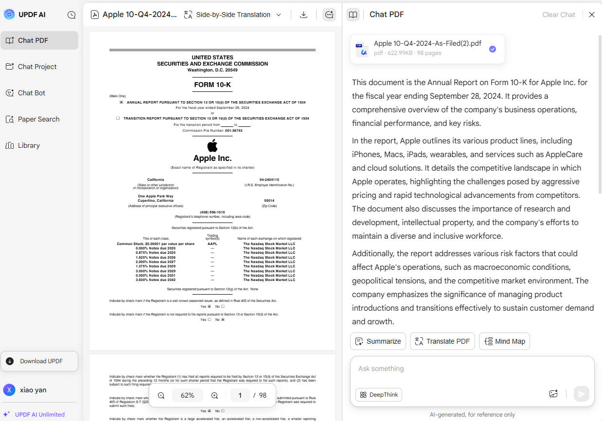 Read PDF with ChatGPT in UPDF AI