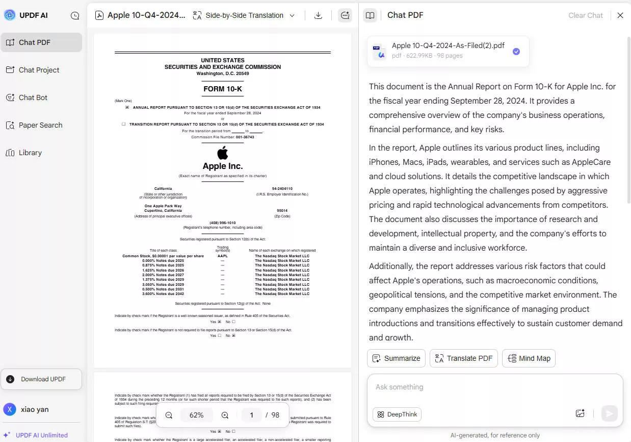 Read PDF with ChatGPT in UPDF AI