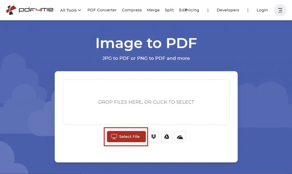 upload the screenshot file via PDF4me
