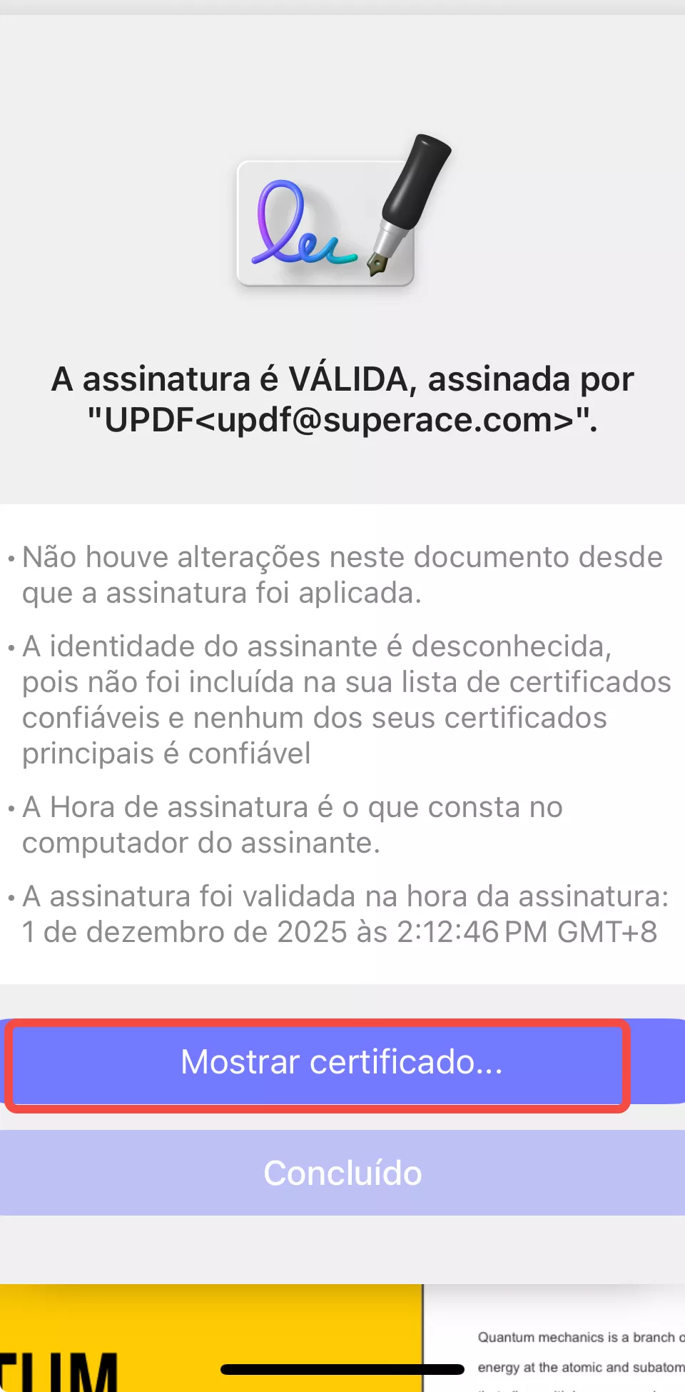 mostrar certificado