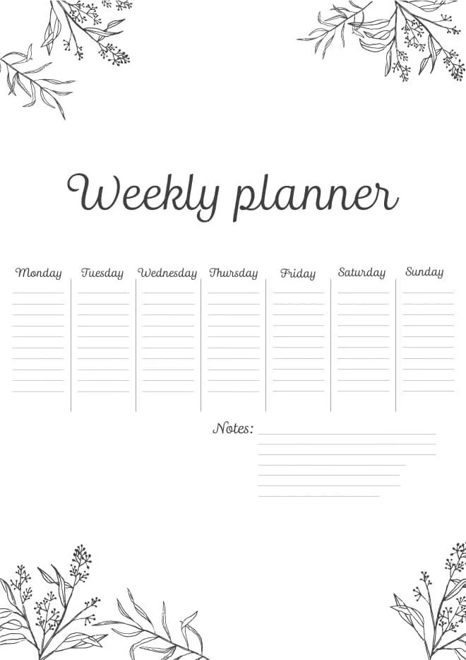 Printable Weekly Planner Templates - Download PDF