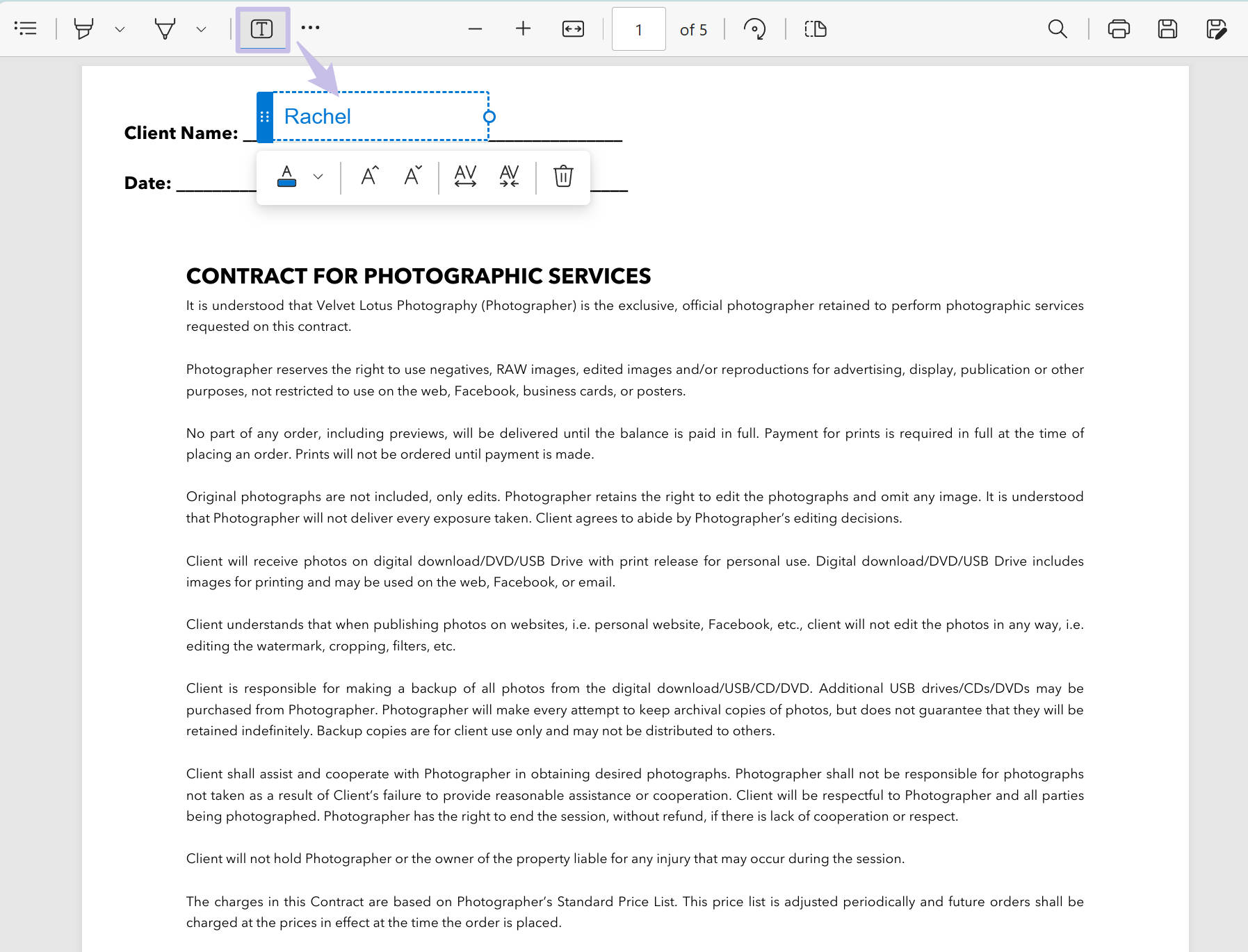 type the signature on document microsoft edge