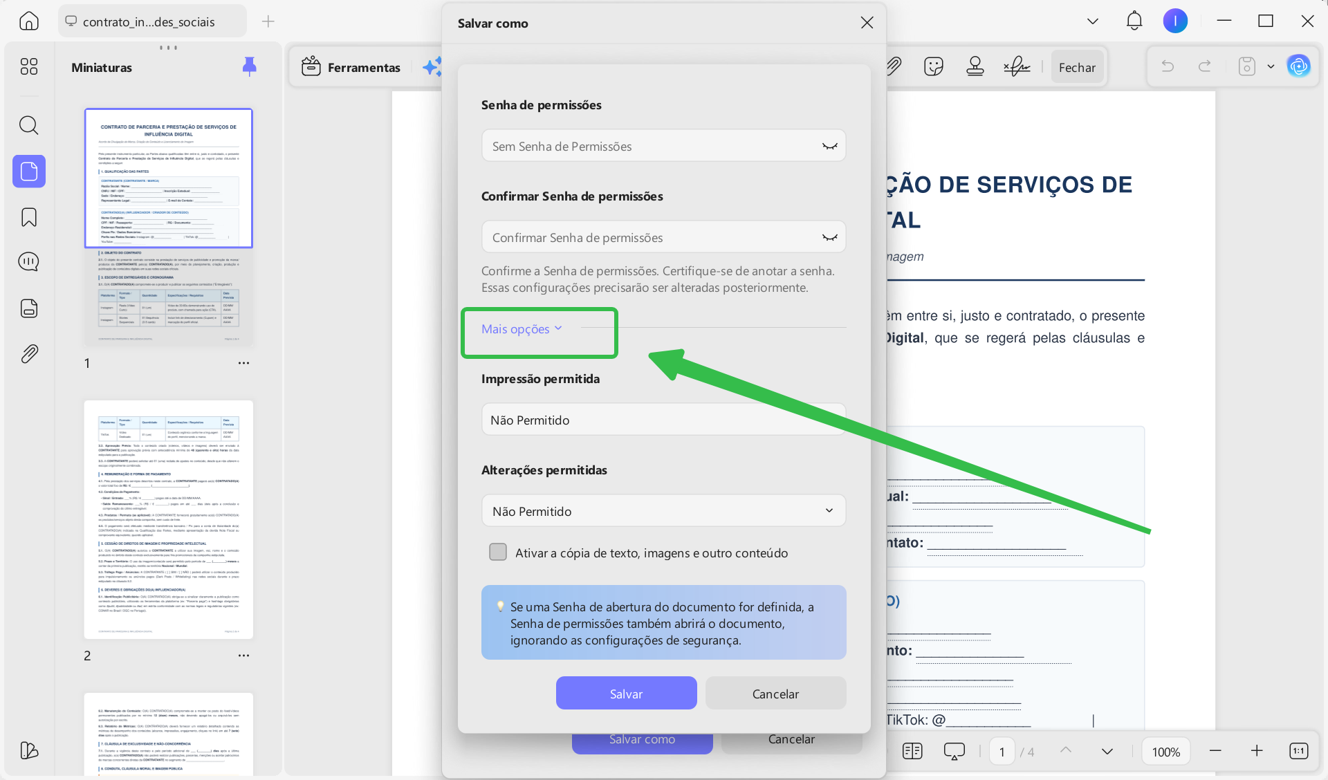 Definir uma Senha de Permissão no PDF