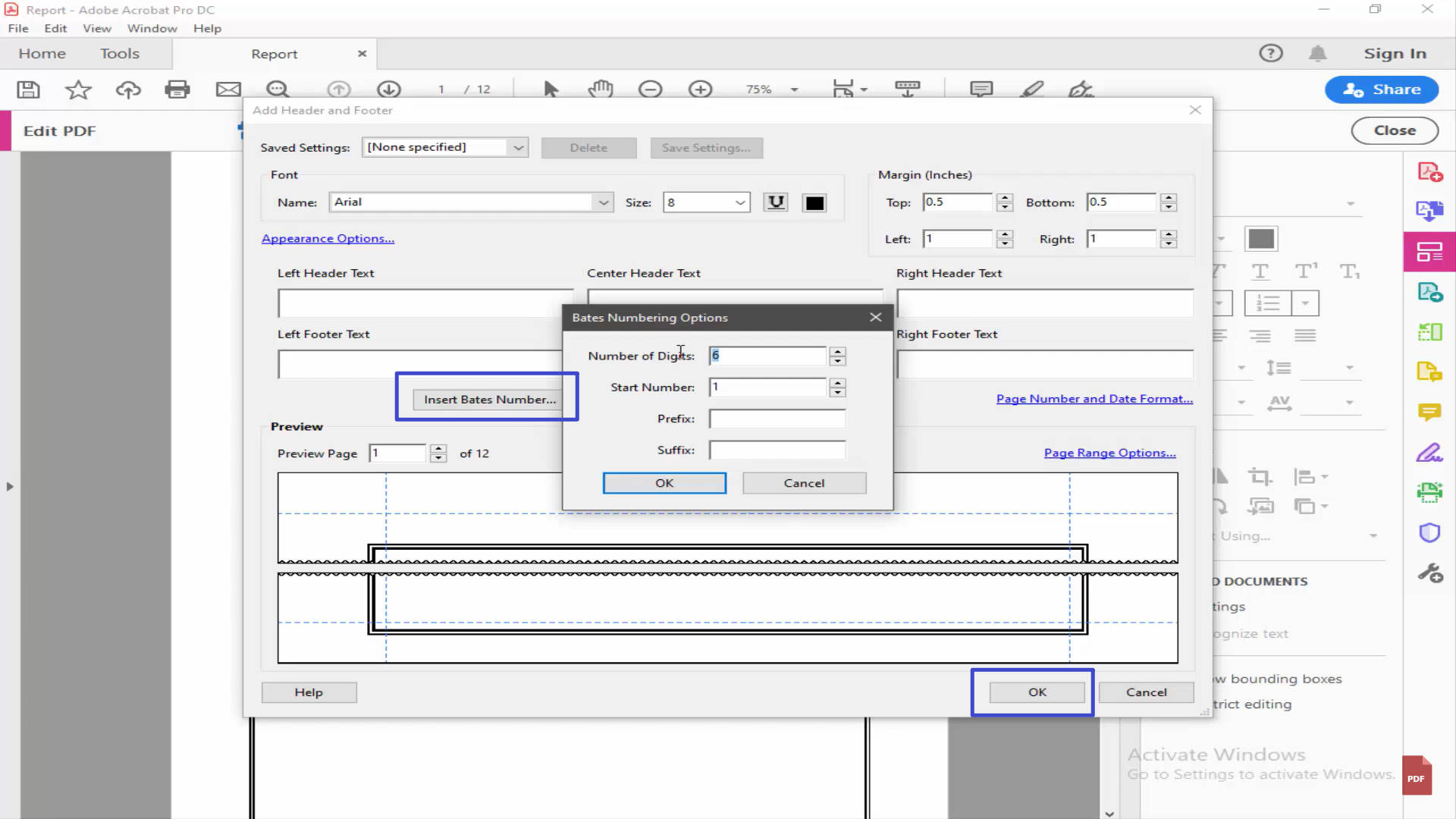 adobe bates numbering 4