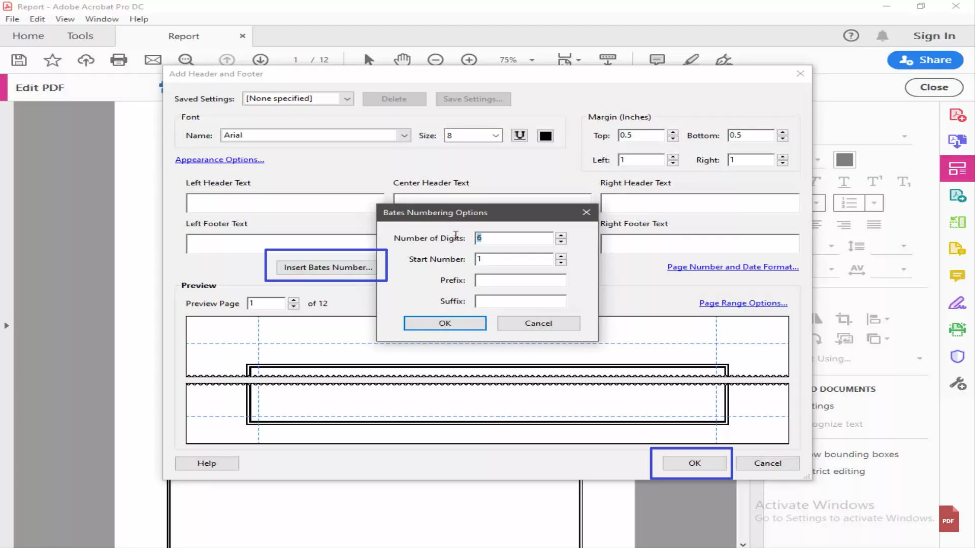 adobe bates numbering 4