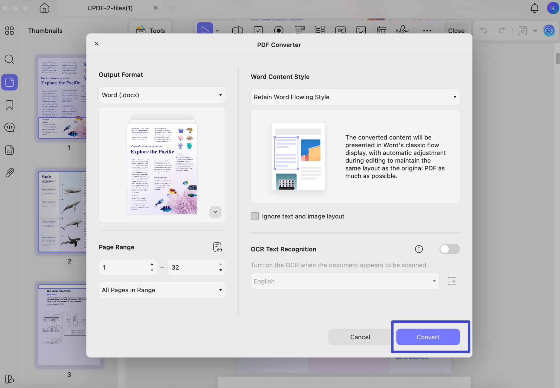 pdf to image mac export button