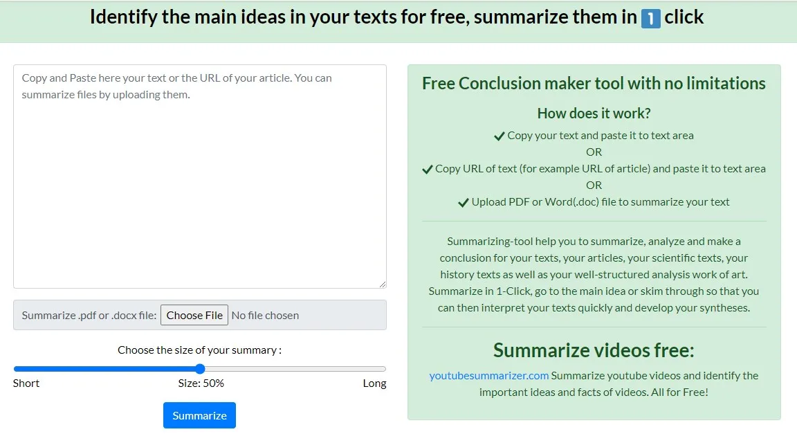 resumidor de artículos summarizing tool