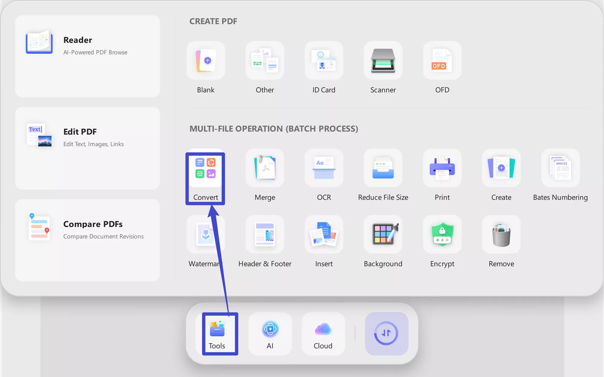 batch convert PDF button