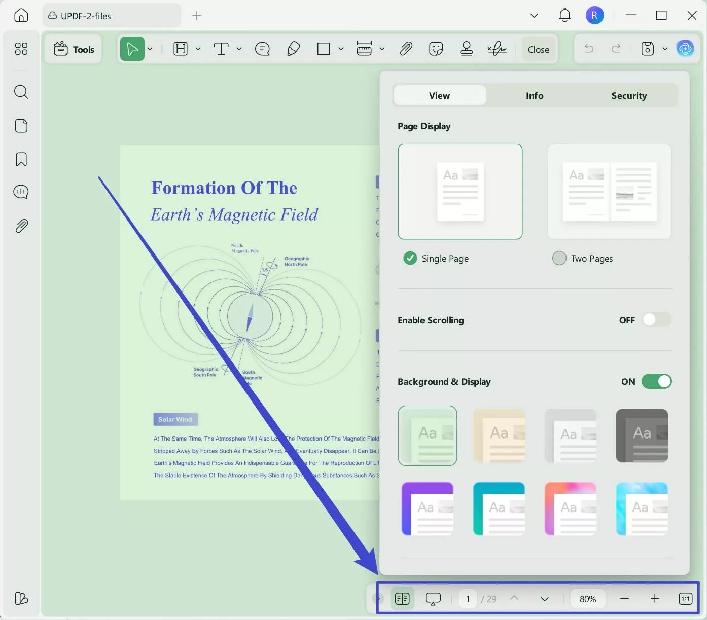 choose the options from the buttom menu updf windows