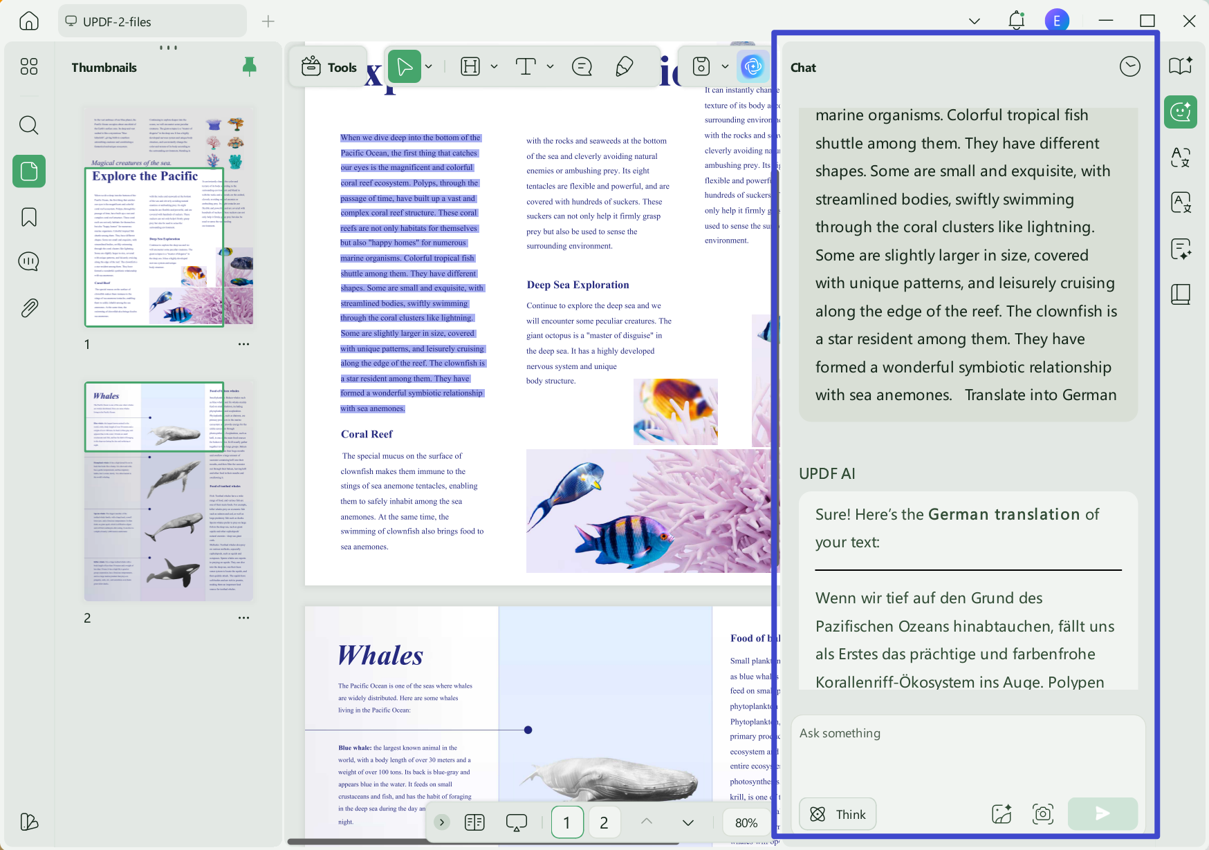 Copy text from PDF using UPDF to Translate PDF from English to German