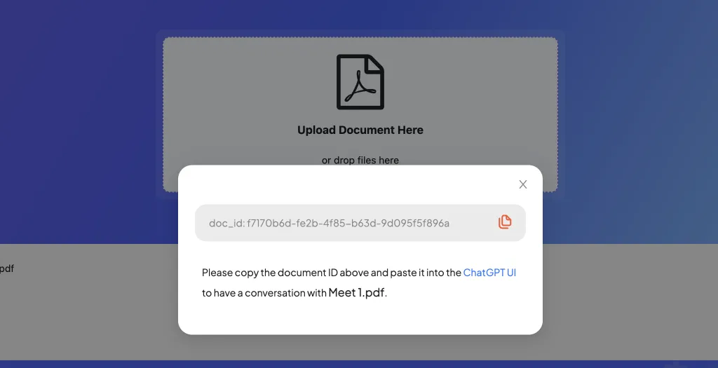 ask your pdf chatgpt document id