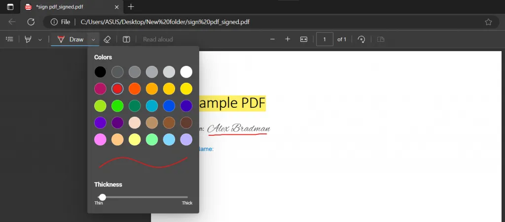 Click draw for freehand notes in microsoft edge